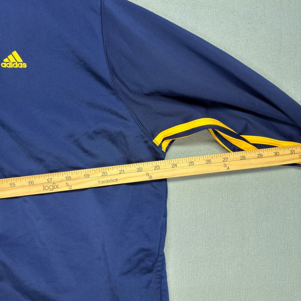 Vintage Adidas Hoodie Mens XL Blue Zip Up 3 Stripe Yellow Track Jacket Y2K - Picture 6 of 9